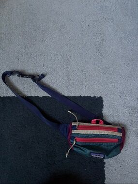Patagonia Colorblock Waist Pack in Navy, Green, Red, and Cream